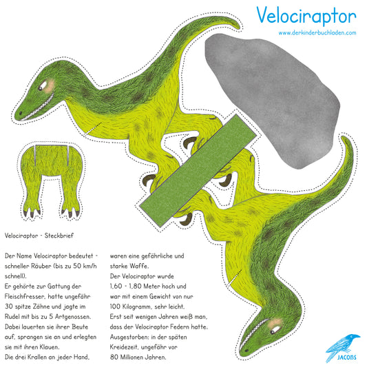 Dinosaurier - Bastelbogen - Velociraptor